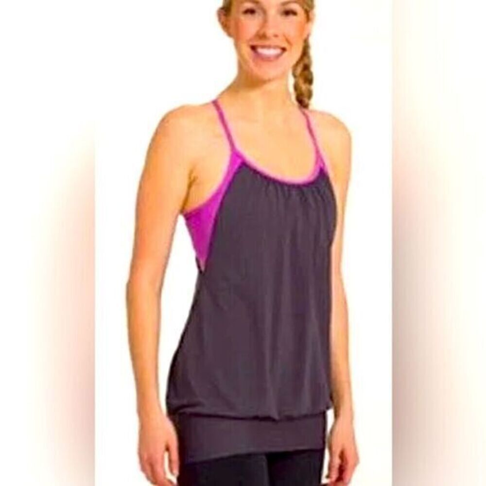 EUC Lululemon Women’s No Limit Tank Black with Purple Built in Bra - Size 4